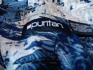 Puritan Mens 3XL Blue Button Up Hawaiian Floral Shirt Pre-owned - Picture 1 of 5