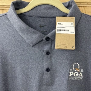 2025 PGA Championship Nike DRI-FIT Tour Solid Golf Polo 2XL Quail Hollow - Foto 1 di 9