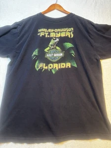 Vintage Harley Davidson Hemd Herren 2X schwarz Iguana Ft Myers FL Motorcycles Thrashed - Bild 1 von 13