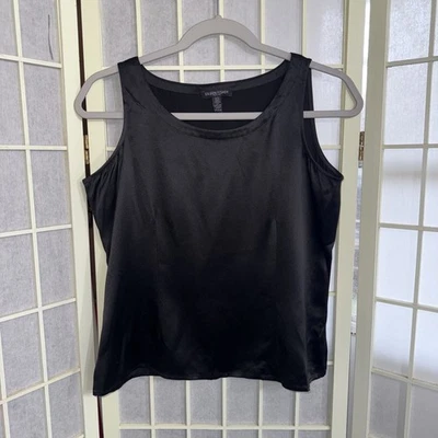 Blusa sin mangas Eileen Fisher negra minimalista diseñadora 100 % seda camisola P pequeña Foto 1 de 4