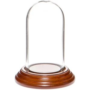 Plymor 1.85" x 3.5" Mini Glass Display Dome Cloche (Walnut Veneer Base) - Picture 1 of 2