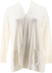Isaac Mizrahi Live! Cashmere Cable Knit Sweater Pearl XL New - Picture 1 of 1