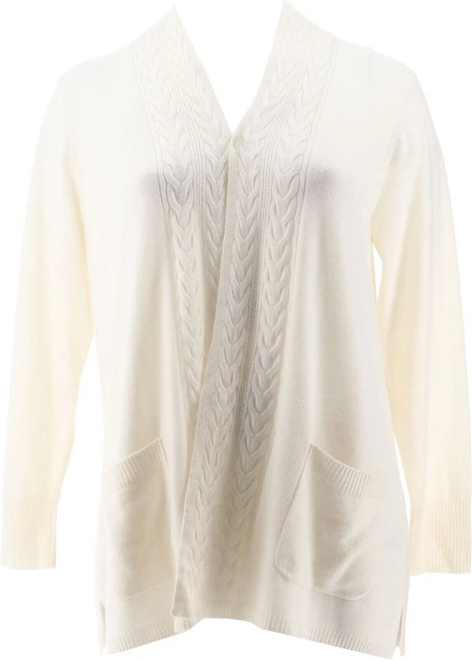 Isaac Mizrahi Live! Suéter tejido con cable de cachemir perla XL nuevo Foto 1 de 1