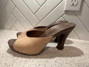 Vintage 80er Candies Original Sandalen taupe beige sexy High Heels Pantoletten 9 / 40 - Bild 1 von 12