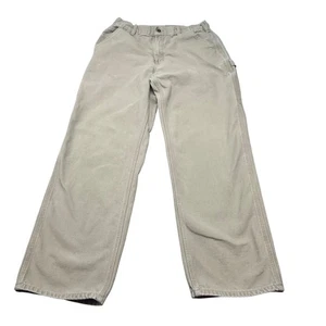 Carhartt Mens Beige Work Pants 34x32 Cotton Canvas Distressed Stains Utility - Picture 1 of 13