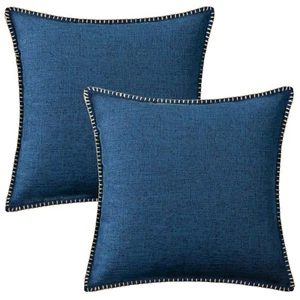 Decorative Outdoor Throw Pillow Covers 24x24 Set of 2, Square Linen Rustic Fa... - Picture 1 of 9