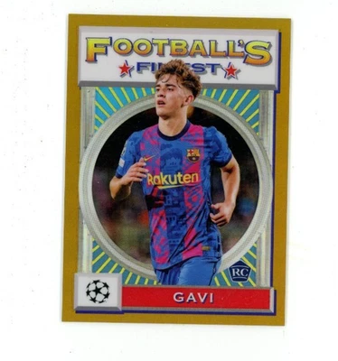 GAVI 2021-22 Topps Finest Flashbacks UEFA  #25 Rookie GOLD Refractor 28/50 Barca - Image 1 of 2