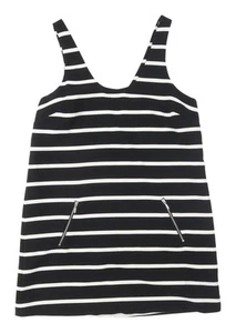 New Look Women's Black Striped Dungaree Dress Size 12 - Picture 1 of 12