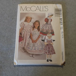 McCall’s 8127 Mädchen Kleid Schnittmuster Größe 6 7 8 Vintage CL UNGESCHNITTEN Puffärmel - Bild 1 von 7