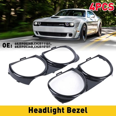 Juego de bisel de faros para Dodge Challenger SRT Hellcat 2015-2017 izquierda y derecha 4 piezas Foto 1 de 4