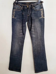 ARIZONA JEAN CO WOMENS JEANS W/DECORATIVE BELT AND POCKET STUDS-SIZE 1 BOOTCUT - Picture 1 of 10