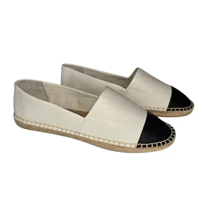 Alpargatas Tory Burch Negro Blanco Colorblock Cuero Plano Superior Talla 10.5 VER - Imagen 1 de 12