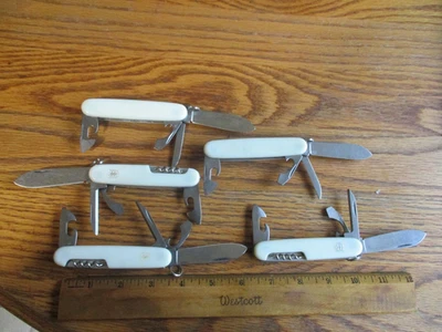 5 New Old Stock 5 Blade Knives Colonial Knife USA Camp / Sport Knife White - Image 1 of 4