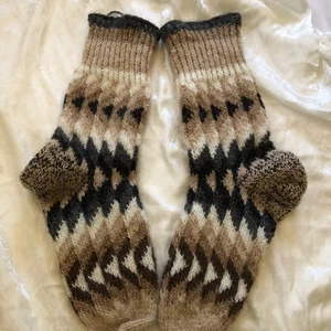 Sz US 11-13 Men's Socks 100% Icelandic wool Hand knit READ MEASUREMENTS - Picture 1 of 5