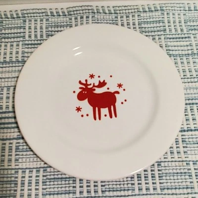 Обеденная тарелка Waechtersbach Willie Moose рождественский белый красный немецкий северный олень - Изображение 1 из 4