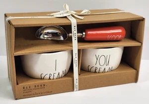 Rae Dunn Ice Cream Scoop Red Set I Scream You Scream Bowls Red New - Picture 1 of 2