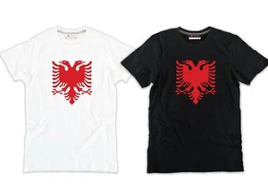 T-shirt ALBANIA bianca o nera unisex adulto e bambino bandiera stemma aquila - Foto 1 di 3