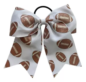 NEU ""GLITZERY FOOTBALL"" Jubelschleife Ponyschwanzband Mädchen Haarschleifen Cheerleading - Bild 1 von 1