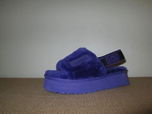 Chaussures pantoufles femme UGG disco violet fausse fourrure plateforme à lacets pointure 7 - Photo 1/10
