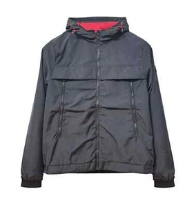 Mens Windbreaker Moncler Hooded Navy Blue Zip Nylon Light Jacket Size 6 2XL - Picture 1 of 11