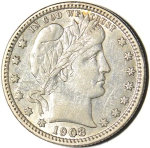 1908-D Barber Quarter - Picture 1 of 2