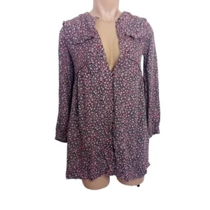 Zara Kids Ruffle Floral Button Up/Down Long Sleeve Blouse Dress Tunic Size 11/12 - Picture 1 of 10