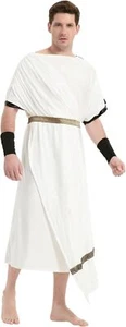 Men Toga Costume Adult Greek Roman Costume Halloween Cosplay Party Fancy Dress - Imagen 1 de 21