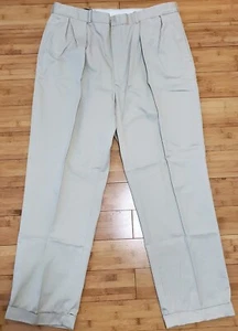 Polo Ralph Lauren Chino Pants Mens 40 Beige Pleated High Rise Zip Hook Cotton  - Picture 1 of 10