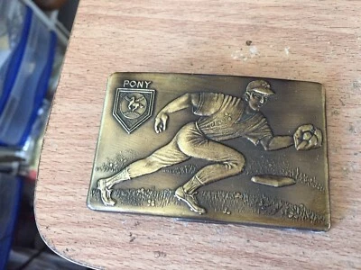 Hebilla de cinturón de béisbol pony league de latón antiguo Foto 1 de 3