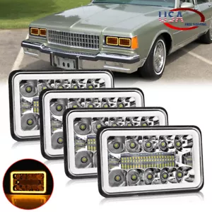 4PCS 4x6" LED Headlights Hi/Lo Sealed Beam DRL For 1977-1986 Chevrolet Caprice - Picture 1 of 12