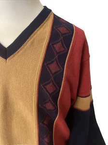 Jersey Gabicci Mezcla Lana - Multicolor Bloque - Cuello en V - Manga Larga - Grande - Imagen 1 de 7