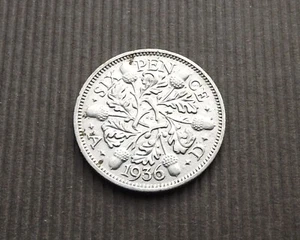 Great Britain UK 1936 6 Pence Sixpence 6d George V. Silver VF CA386 - Picture 1 of 2