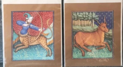 Ariel Press Reino Unido Impresiones artísticas vintage circa 1995 2 piezas Zodiacs Tauro Sagitario Nuevo de Lote Antiguo Foto 1 de 4