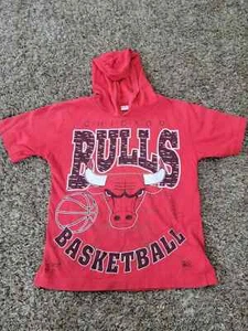 Vtg 90s Chicago Bulls NBA Hooded Jersey Shirt Sz Youth S 8 USA - Picture 1 of 10
