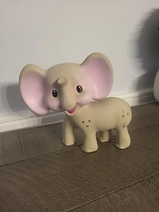 Infantino Go 4" Gaga Squeeze and Teethe Kiki the Elephant Sqeaker Gray Toy - Picture 1 of 6
