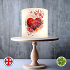 Disegno a cuore acquerello topper torta commestibile di San Valentino GLASSA/WAFER