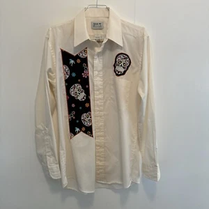 Native American Applique Shirt Sugar Skulls Dia de los Muertos Xs S 15 32/33 - Picture 1 of 12