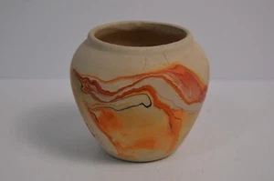 Vintage Nemadji Pottery USA Orange Swirl Red Clay Collectible Native - Picture 1 of 19
