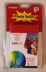 Canon BCI-16 Paquete de valor fotográfico 2 x tinta y 140 hojas de papel 4 x 6 - sellado - Imagen 1 de 5