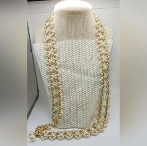 Vintage Faux Pearl Goldtone Belt, 32" with extender - Picture 1 of 5
