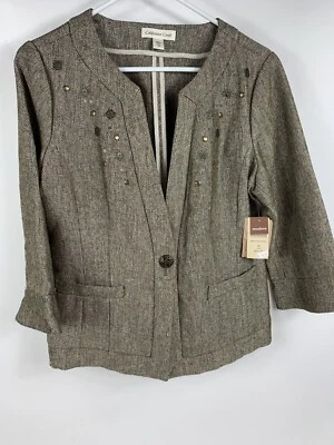 Chaqueta Blazer COLDWATER CREEK Dos Botones Marrón Tweed Como Moderna Talla 10 Nueva con Etiquetas Foto 1 de 4