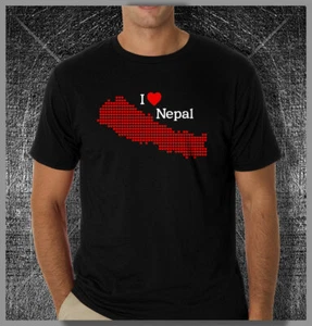 Nepal I Love Nepal Heart Map Men's Black T-shirt Nepalese shirt 100% cotton No.2 - Picture 1 of 13