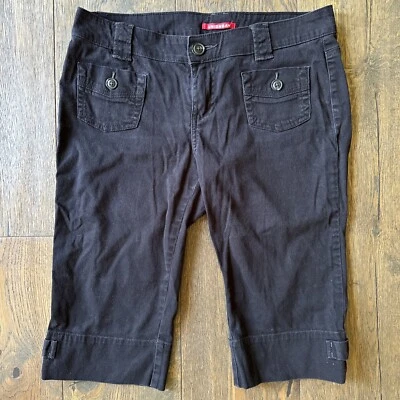 Union Bay Juniors Sz 7 Stretch Black Corduroy Bermuda Long Shorts Womens - Image 1 of 4