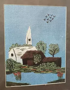 Rare Vtg 1970s valley handcrafters Country-Church Crewel embroidery kit#301 505 - Picture 1 of 3