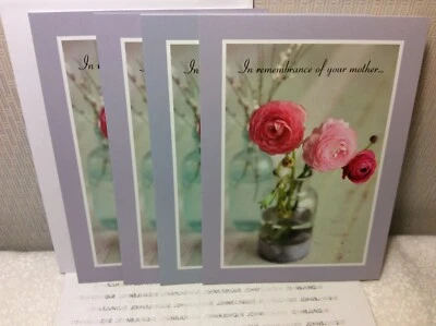 RSVP TARJETAS DE FELICITACIÓN SIMPATÍA Nuevas con Sobres LOTE DE 4 "Recuerdo-madre..." Foto 1 de 2