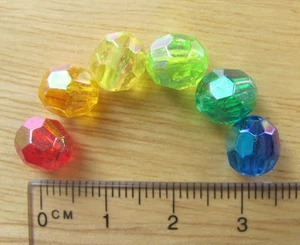 75 8mm faceted AB transparent beads plastic acrylic red orange yellow green blue - Picture 1 of 9