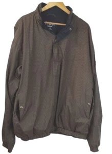 FootJoy Hombres L Chaqueta de Golf Dryjoys Pullover Marrón Pata de Gallo Medio Botón/Cremallera - Imagen 1 de 7