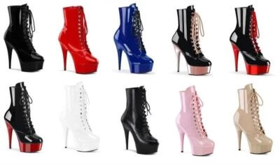 Ladies High Heel Stiletto Platform 6" Lace Up Ankle Boots Pleaser Delight 1020