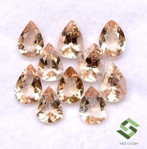 5.53 CTS Natural Morganite Pear Cut 7x5 mm Lot 10 Pcs Calibrated Loose Gemstones - Picture 1 of 5