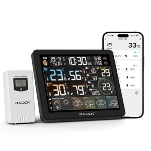 N80 Wifi Weather Station with Tuya APP, 8" Display, Indoor Outdoor Thermometer, - Picture 1 of 12